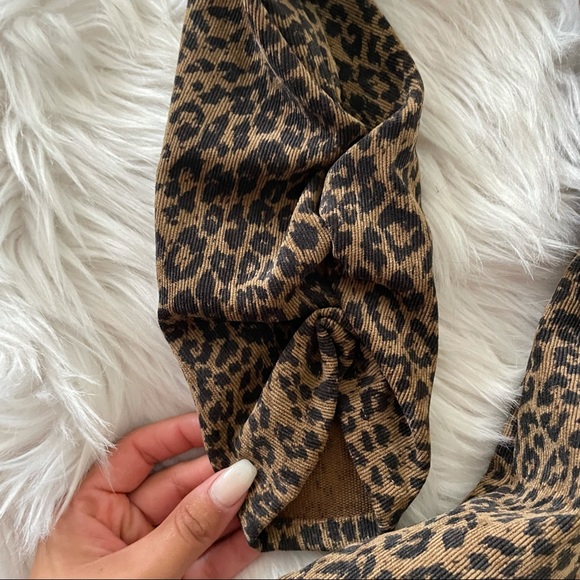 Zara Corduroy Cheetah Long Sleeve Mock Neck Dress - Picture 6 of 10